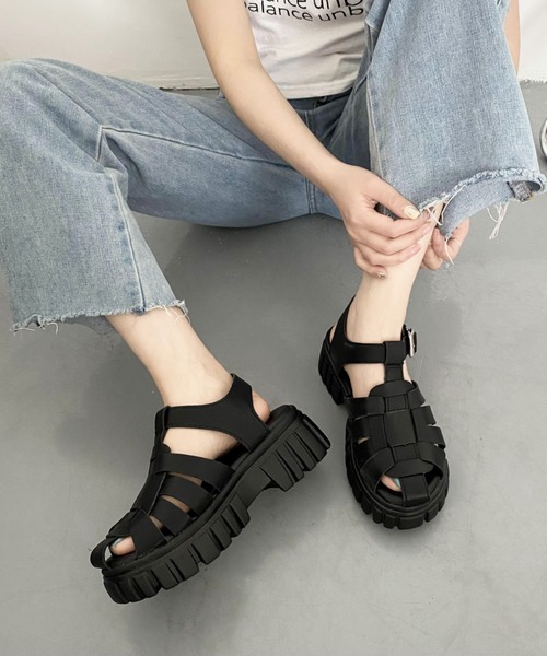 「Shoes in Closet」 フラットサンダル M ブラック レディース_画像9