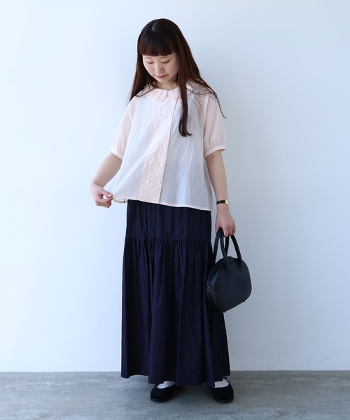 極美品✨bulle de savon コットン ギャザーフリル bebeブラウス AMBIDEX Store △〇 コットン / シルク lace ギャザーブラウス(F