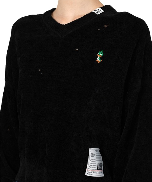 MAISON MIHARA YASUHIRO ブラックセーター Maison MIHARA YASUHIRO（メゾンミハラヤスヒロ）の「Bleached Knit トップス