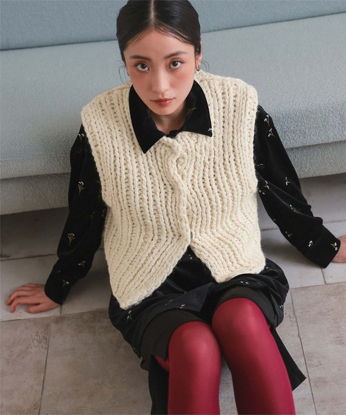 miette（ミエット） ニット セーター ローゲージハンドニットベスト