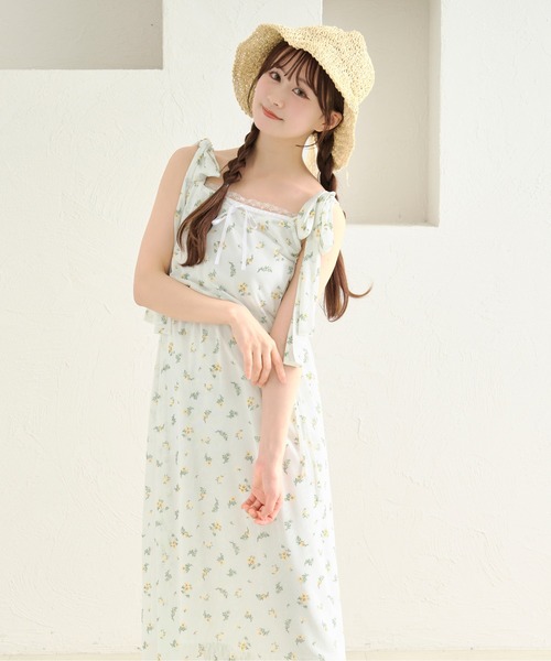 ワンピース 「あかちゃすコラボアイテム」花柄チュールワンピース