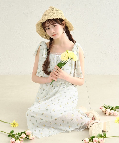 あちゃちゅむ　総レースワンピース　新品 XS-Lサイズあり【SETTAN/セッタン】フラワーレース/ ドット