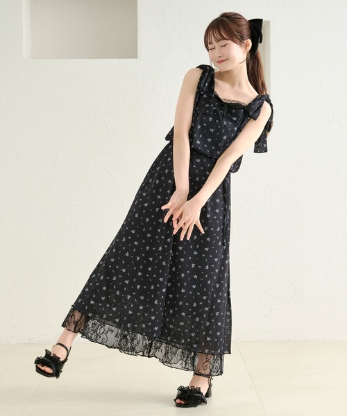 ワンピース 「あかちゃすコラボアイテム」花柄チュールワンピース