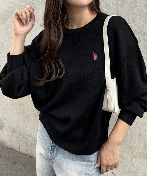 ニット セーター GeeRA別注「U.S. POLO ASSN.」ユーエスポロアッスン　ワンポイント刺繍スウェットライクニット レディース | U.S. POLO ASSN.