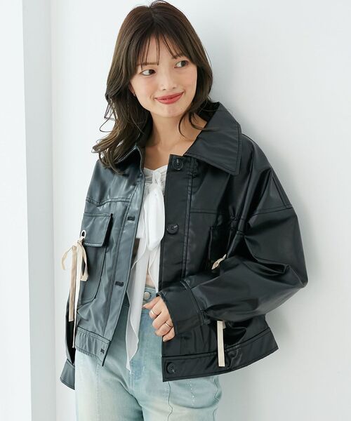 MAJESTIC LEGON ブルゾン アウター 2wayリボンステンカラーブルゾン