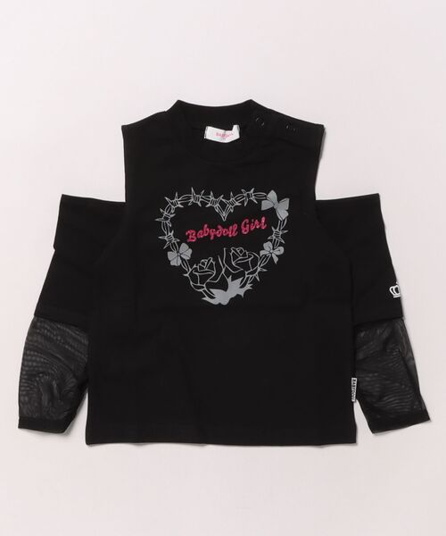 BABYDOLL（ベビードール） tシャツ 肩だし メッシュ重ね着風ロンT 