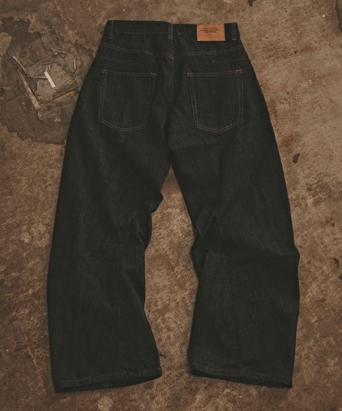 ALL RUNS ジーンズ 濃紺カーブデニムパンツ メンズ レディース