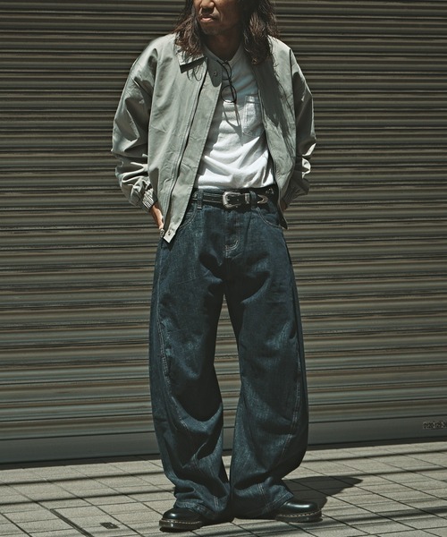 ALL RUNS ジーンズ 濃紺カーブデニムパンツ メンズ レディース