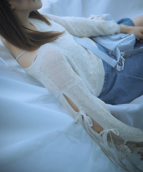 「Auntie Rosa」 「_chunpi」長袖ニット FREE ブルーグレー レディース_画像3