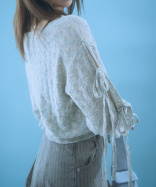 「Auntie Rosa」 「_chunpi」長袖ニット FREE ブルーグレー レディース_画像9