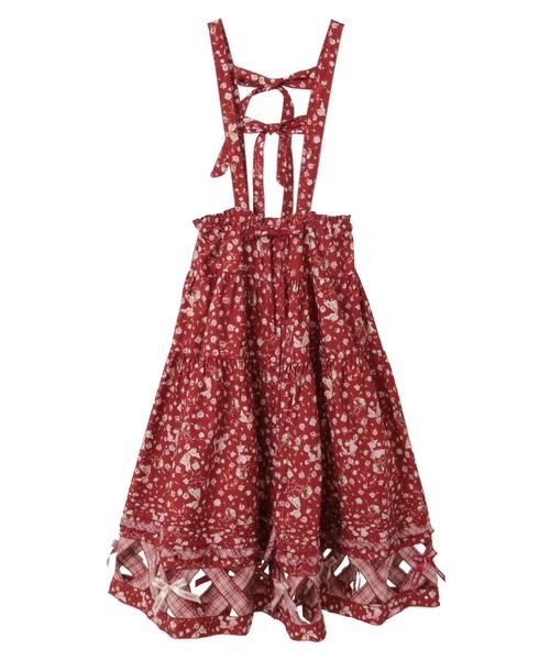 PINK HOUSE / チェック&いちごパッチワークジャンパースカート ピンク