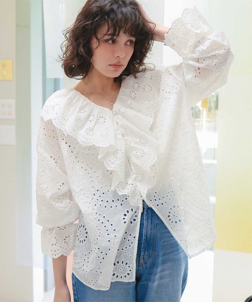 titivate（ティティベイト） ブラウス シャツ フリルカラーレース