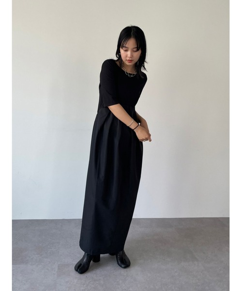 「HANNE」 ドッキングワンピース FREE グレー レディース_画像4