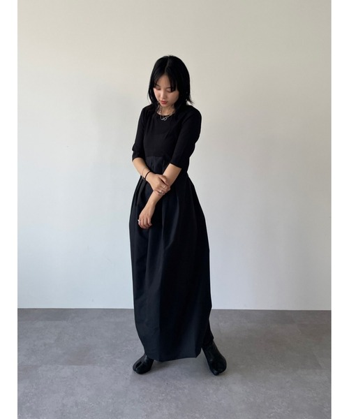 「HANNE」 ドッキングワンピース FREE グレー レディース_画像5