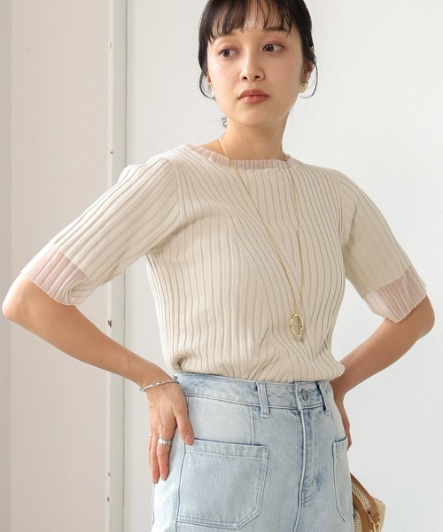 「Bab」 半袖ニット FREE アイボリー レディース_画像2