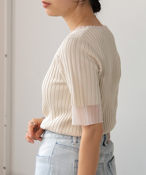 「Bab」 半袖ニット FREE アイボリー レディース_画像5