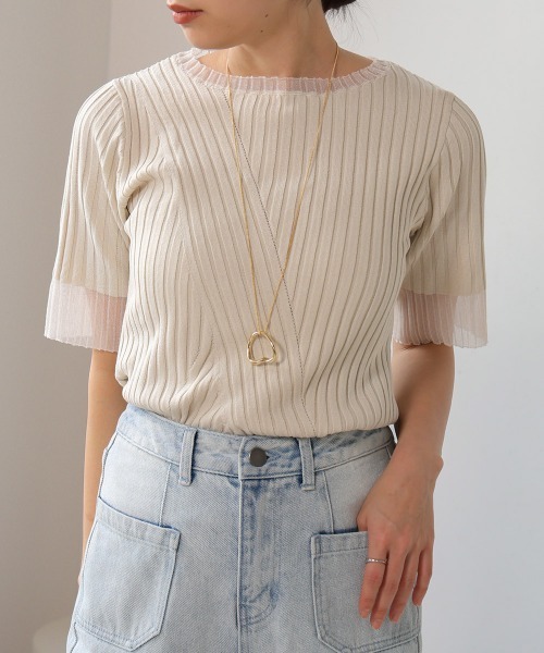 「Bab」 半袖ニット FREE アイボリー レディース_画像7