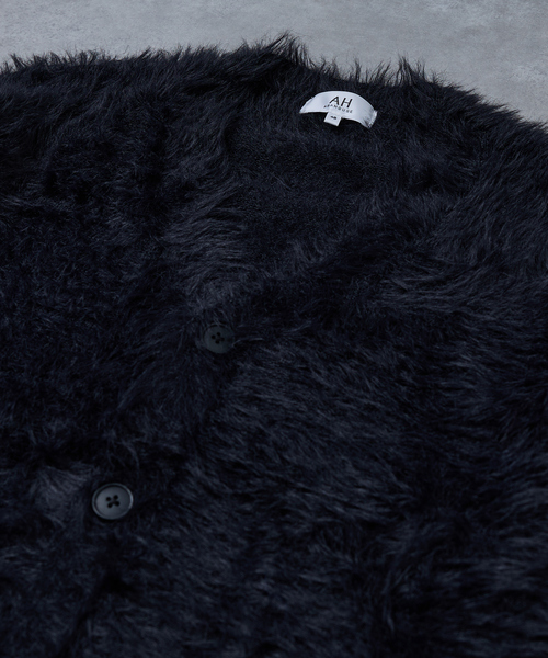 00s ABAHOUSE シャギーニット ブラック カーディガン モードロック AH ABAHOUSE セーター ニット LONG SHAGGY KNIT CARDIGAN / ロング