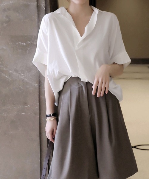 「Miniministore」 半袖シャツ L ライトベージュ レディース_画像2
