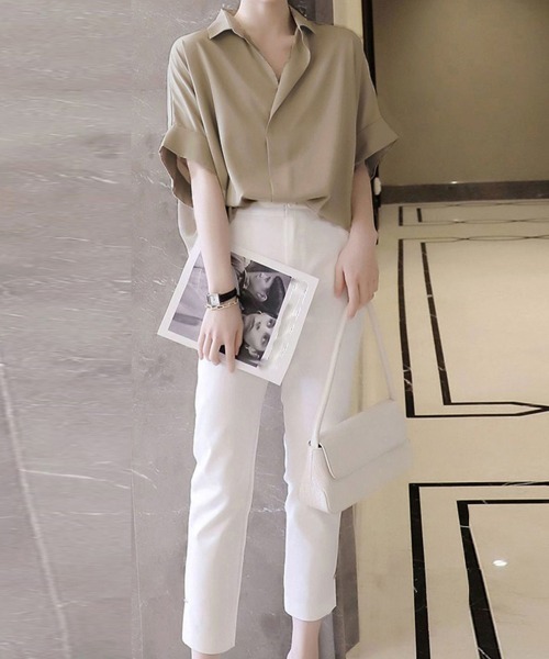 「Miniministore」 半袖シャツ L ライトベージュ レディース_画像8