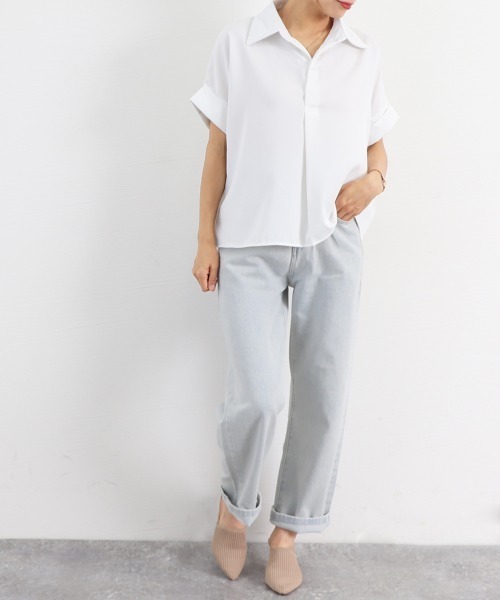 「Miniministore」 半袖シャツ L ライトベージュ レディース_画像9