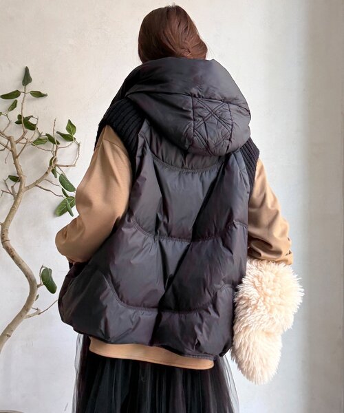 DouDou（ドゥドゥ） ベスト ジレ 「WEB限定」ニット切替ダウンベスト