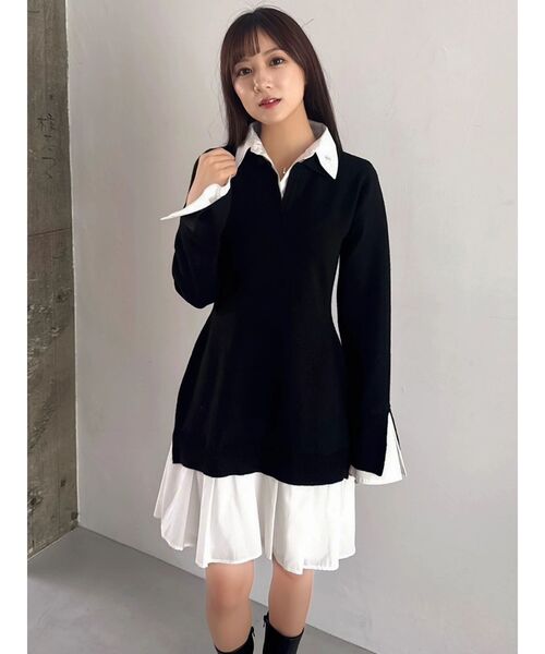 dazzlin　【POLO BCSコラボ】シャツレイヤードニットミニワンピース POLO BCS（ポロ・ビーシーエス） ワンピース 「POLO BCSコラボ」シャツ