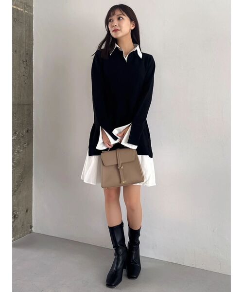 dazzlin　【POLO BCSコラボ】シャツレイヤードニットミニワンピース POLO BCSコラボ】シャツレイヤードニットミニワンピース ※BEIGE[品番