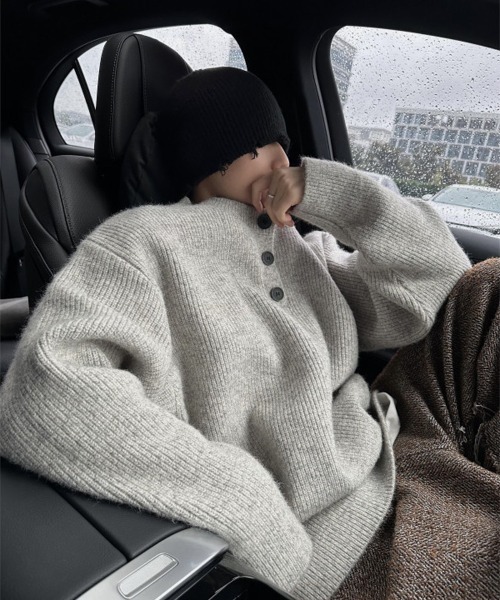 DEVICE（デバイス） セーター ニット オーバーサイズ ヘンリーネック