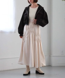 「archives」 ブルゾン MEDIUM ブラック レディースの画像2