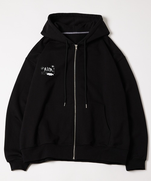 「AIVER」 ジップアップパーカー SMALL ブラック メンズ_画像3