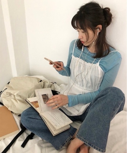 「almo」 キャミソールワンピース FREE ホワイト レディース_画像3