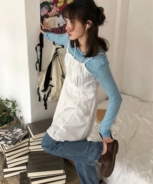 「almo」 キャミソールワンピース FREE ホワイト レディース_画像5