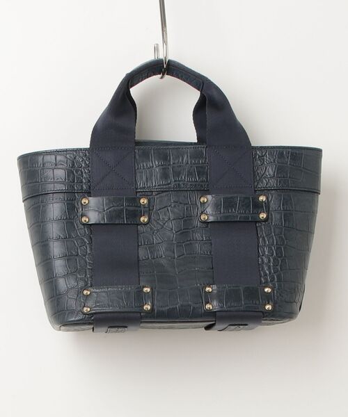 【美品】ADMJ ネイビー レザー ビジネスバック A.D.M.J（エーディーエムジェイ） ハンドバッグ - ネイビー レディース