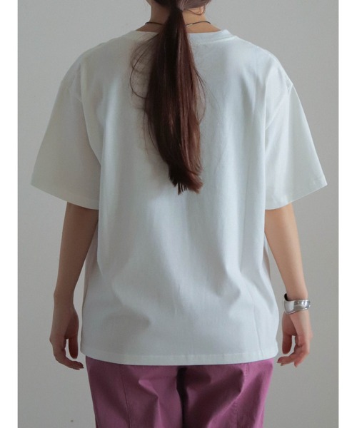 「FIL DE FER」 半袖Tシャツ FREE ホワイト×ライトグレー レディース_画像3