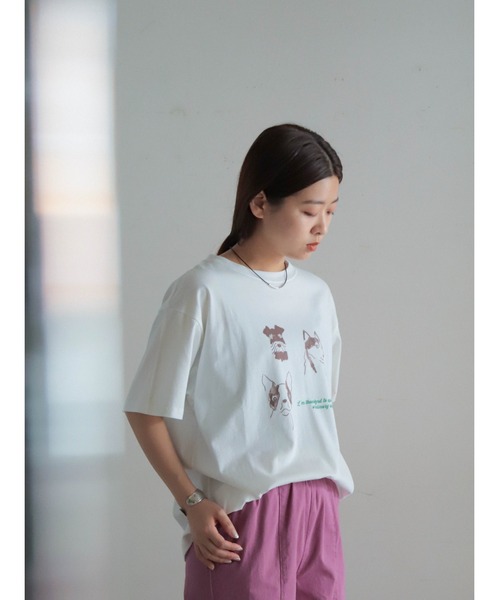 「FIL DE FER」 半袖Tシャツ FREE ホワイト×ライトグレー レディース_画像4