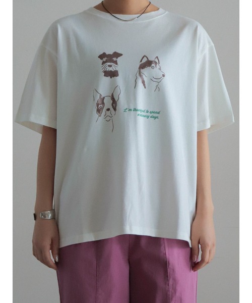 「FIL DE FER」 半袖Tシャツ FREE ホワイト×ライトグレー レディース_画像5