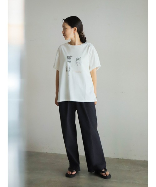 「FIL DE FER」 半袖Tシャツ FREE ホワイト×ライトグレー レディース_画像6