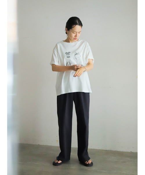 「FIL DE FER」 半袖Tシャツ FREE ホワイト×ライトグレー レディース_画像8