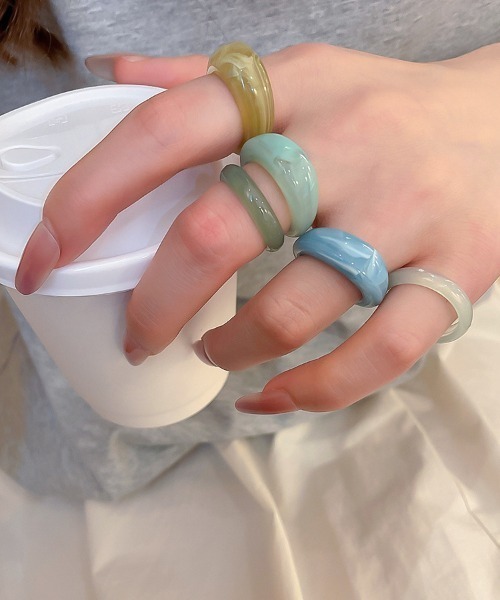 pyornim（ピョルニム） 指輪 リング 「5Pセット」べっ甲 カラークリア
