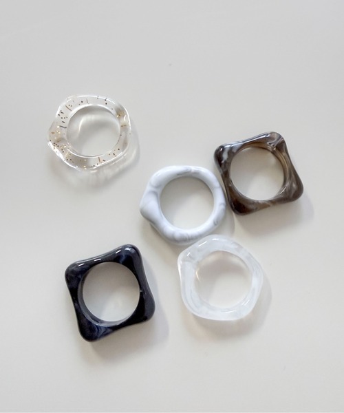 pyornim（ピョルニム） 指輪 リング 「5Pセット」べっ甲 カラークリア