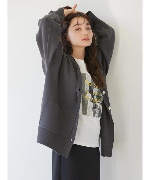 「AMERICAN HOLIC」 ニットカーディガン M グレイッシュベージュ レディース_画像2