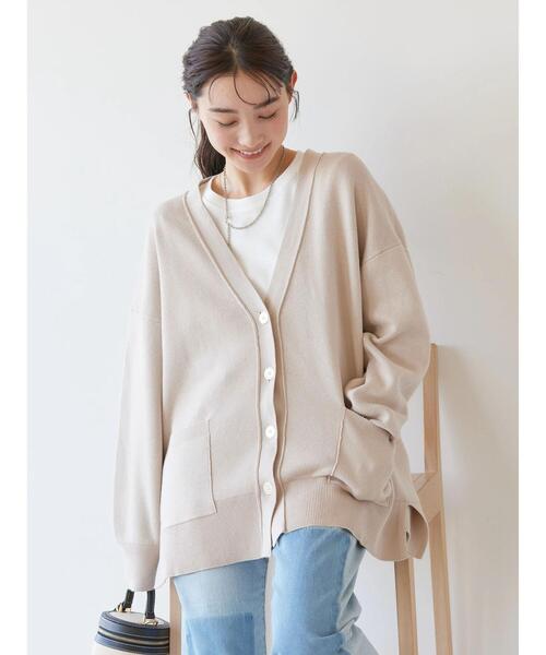 「AMERICAN HOLIC」 ニットカーディガン M グレイッシュベージュ レディース_画像6