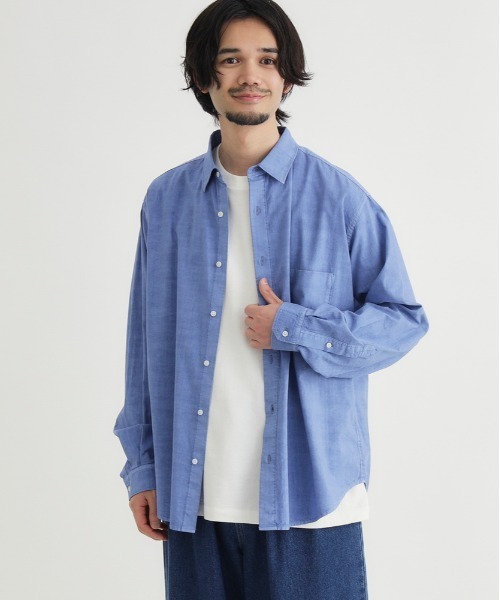 BACK NUMBER シャツ 「BACK NUMBER」製品染めブロード長袖シャツ