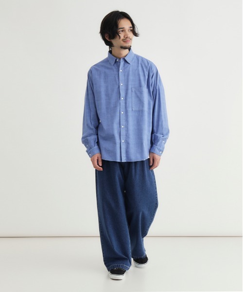 BACK NUMBER シャツ 「BACK NUMBER」製品染めブロード長袖シャツ