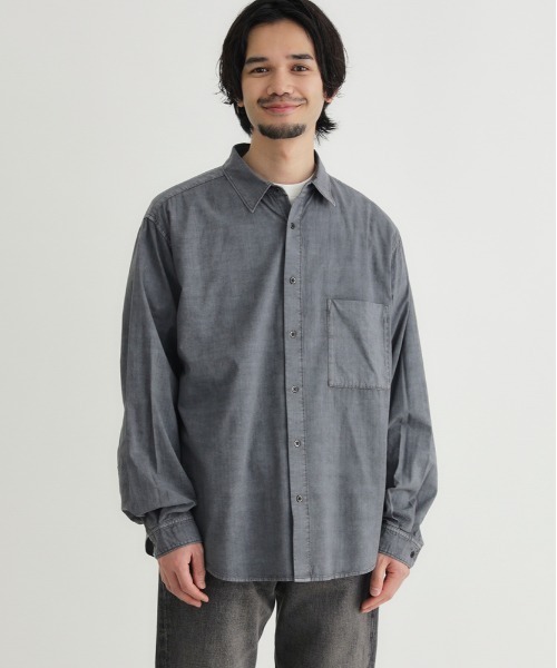 back number ボードシャツ BACK NUMBER シャツ 「BACK NUMBER」製品染めブロード長袖シャツ