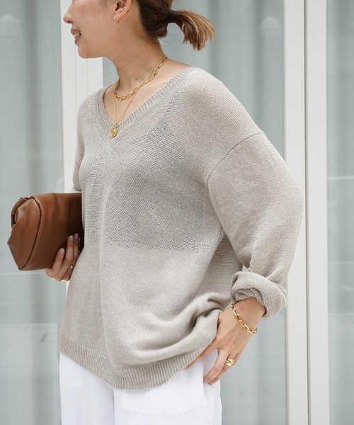 「Deuxieme Classe」 長袖ニット - グレー レディースの画像