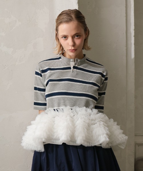 ドノンバン　ボーダーチュールカットソー　新品 DONOBAN（ドノバン） tシャツ マルチボーダーチュールカットソー