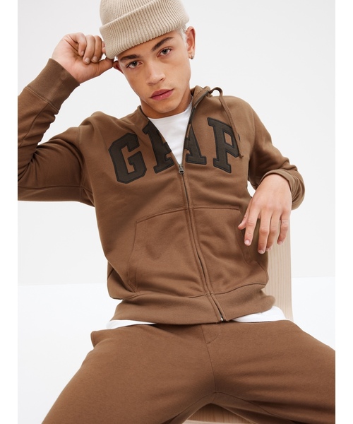 GAP ブラウン ジップアップパーカー Gap公式オンラインストア | リラックス GAPロゴ ジップアップパーカー