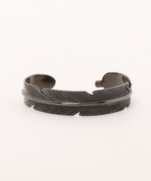 バングル 「Indian Jewelry/インディアンジュエリー」JOE ワイドフェザーバングル w/ブラックロジウムコーディング メンズ レディースの画像